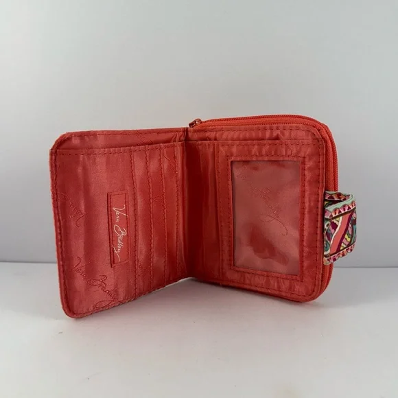 Vera Bradley Mini Snap Close Bifold Wallet Call Me Coral Pattern Rare‎ Retired - Picture 3 of 6